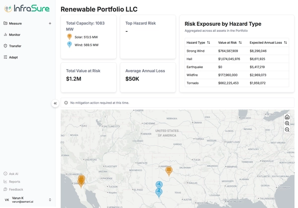 Tablet displaying an energy management software interface with a map.